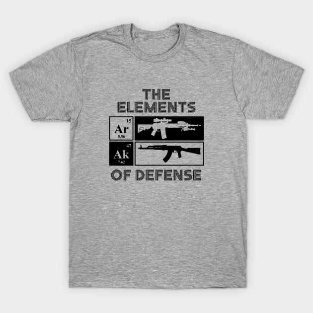 The Elements of Defense AR15 AK47 Periodic Table T-Shirt by erock